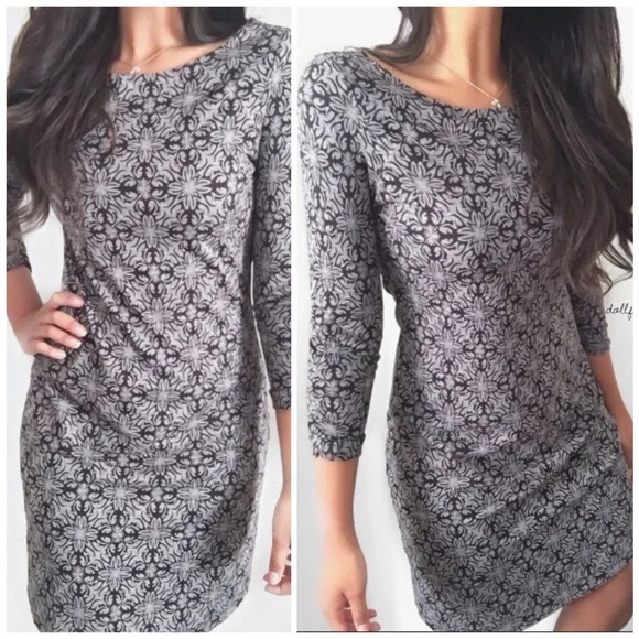 Soybu Classic Black Grey Geometric Floral Dress Medium - Picture 10 of 11